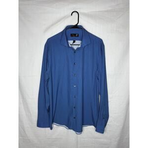 J.Ferrar Slim Stretch Button Down Collared Shirt blue mens size Large